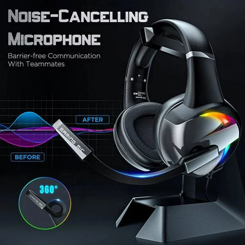 Fone SEENDA RGB Gaming - Cancelamento de Ruidos, Microfone, Surround Sound LED Headphones (PS5 PS4 Xbox One PC Laptop Mac Computer PC)