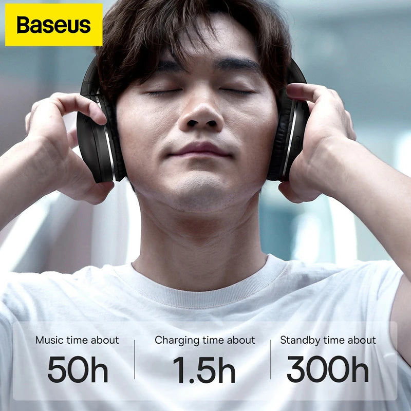 Baseus D02 Pro Wireless Bluetooth Headphones HIFI Stereo Earphones Foldable Sport Headset with Audio Cable foriPhone tablet