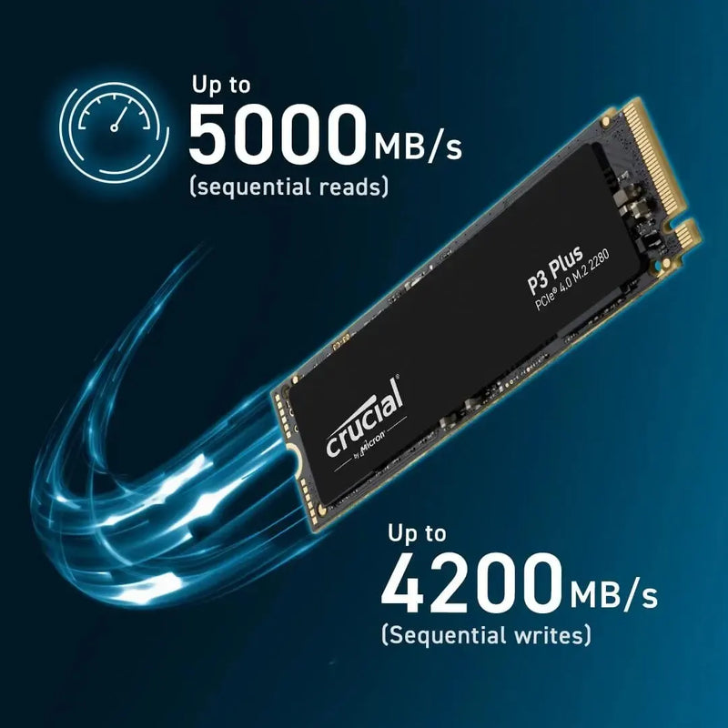 SSD Crucial P3 Plus - 2TB / 1TB / 500GB PCIe Gen4 3D NAND NVMe M.2 SSD, up to 5000MB/s