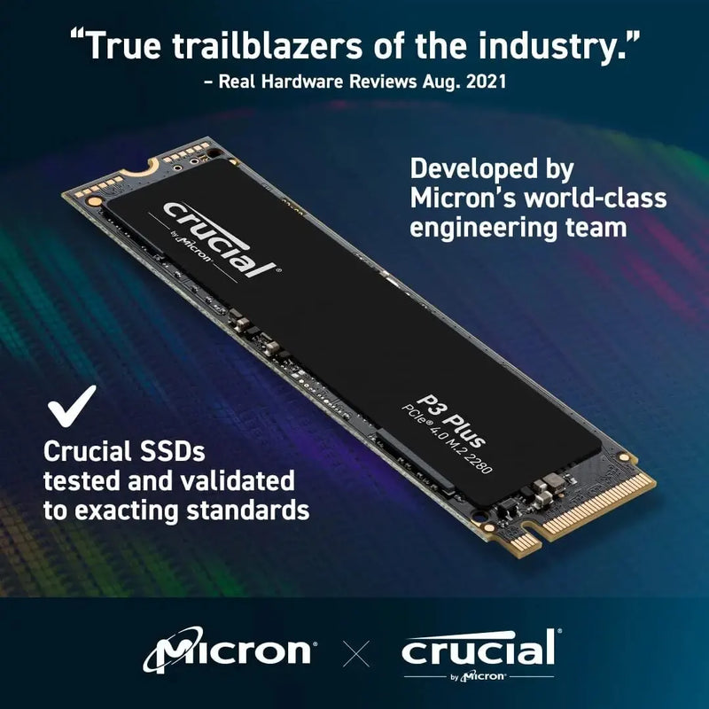 SSD Crucial P3 Plus - 2TB / 1TB / 500GB PCIe Gen4 3D NAND NVMe M.2 SSD, up to 5000MB/s