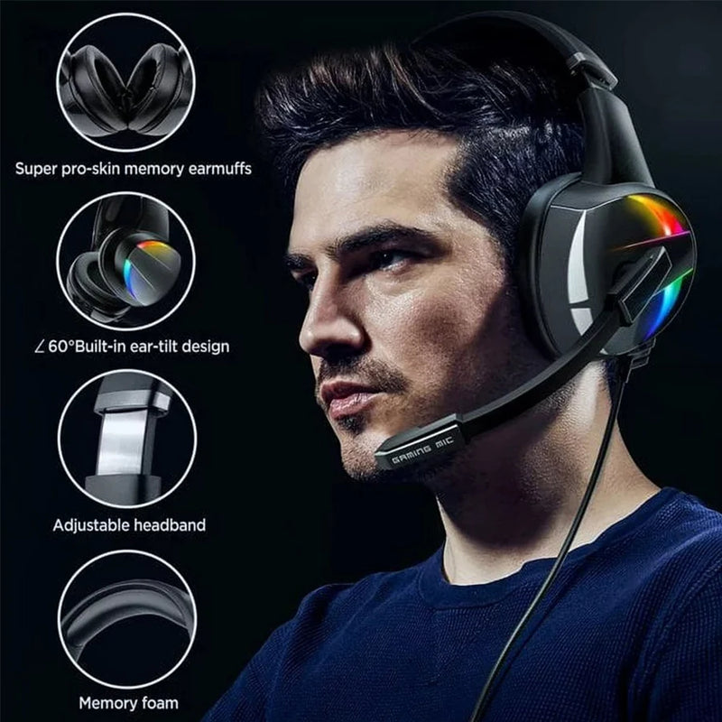 Fone SEENDA RGB Gaming - Cancelamento de Ruidos, Microfone, Surround Sound LED Headphones (PS5 PS4 Xbox One PC Laptop Mac Computer PC)